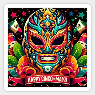 Happy Cinco de Mayo Lucha Libre Mask Magnet